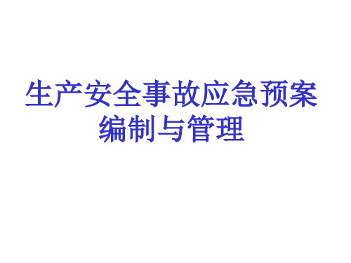 生产安全事故应急预案编制与管理