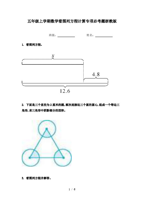 五年级上学期数学看图列方程计算专项必考题浙教版