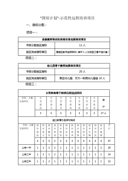 国培计划示范性远程培训项目