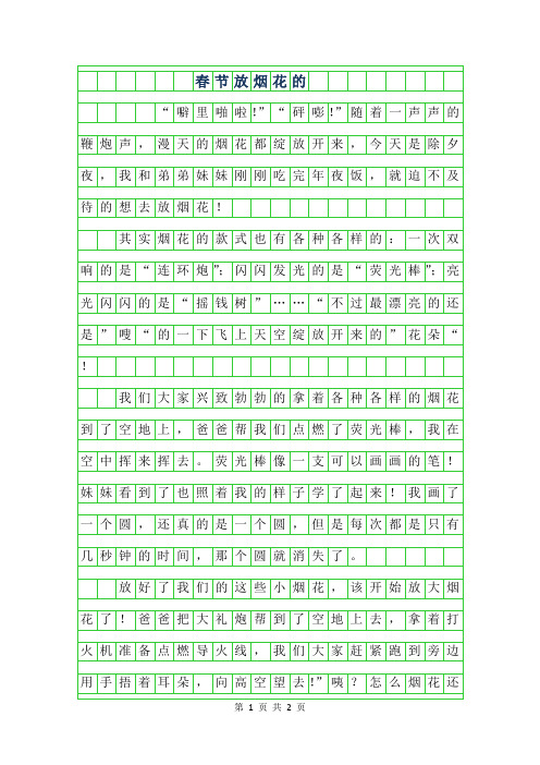 2019年春节放烟花的400字作文