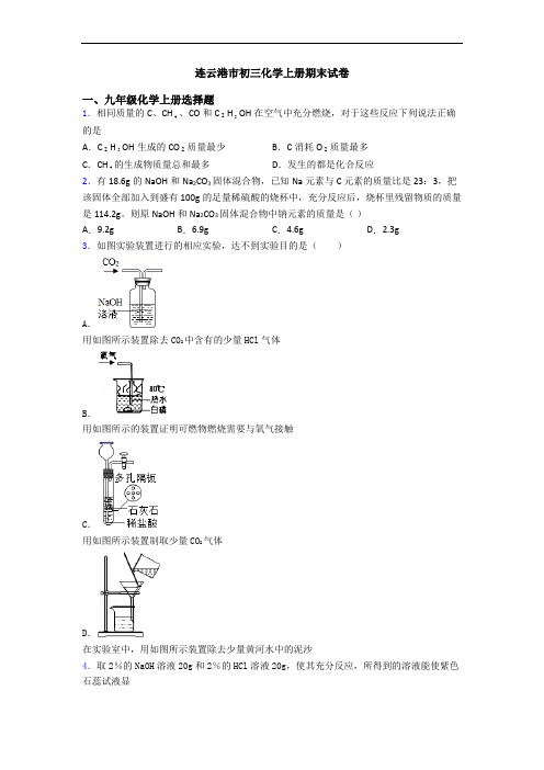 连云港市初三化学初三化学上册期末试卷