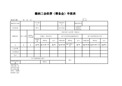 缴纳工会经费(筹备金)申报表