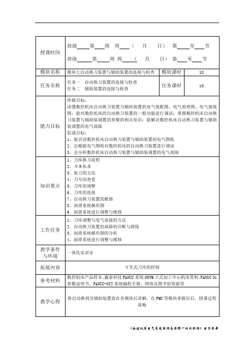 七《数控机床电气系统装调与维修一体化教程》教案模块七