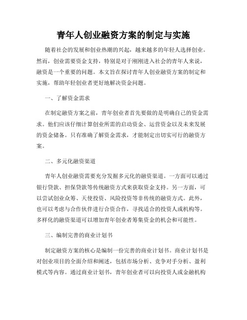 青年人创业融资方案的制定与实施