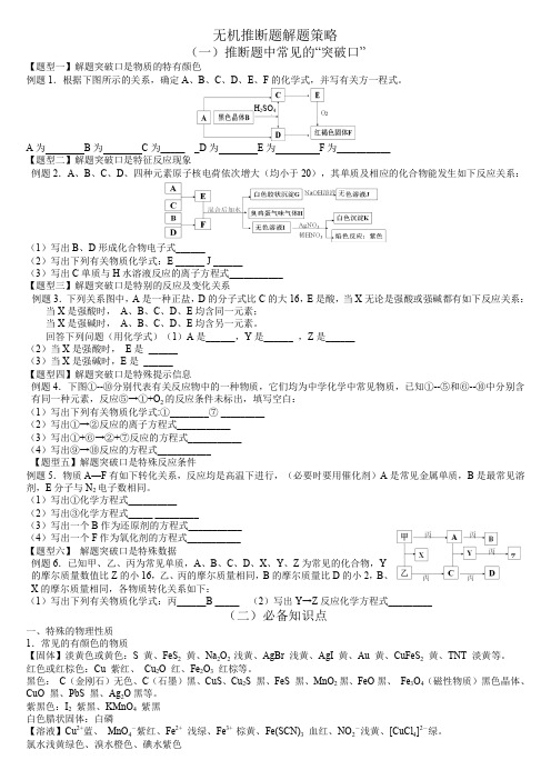 高中化学无机推断题解法