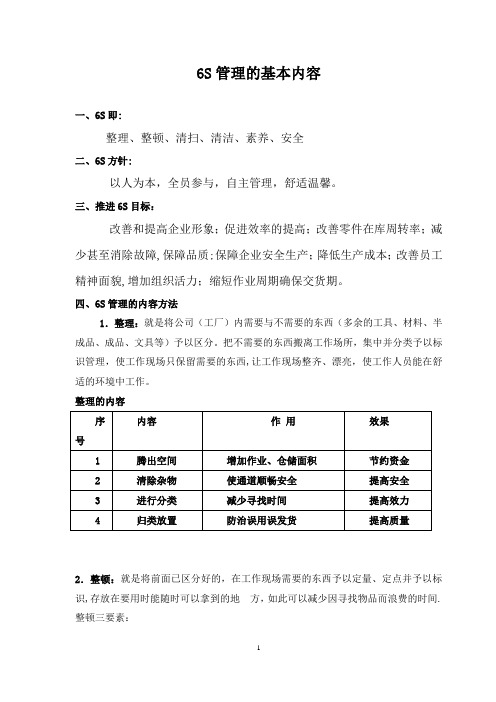 6S管理主要内容