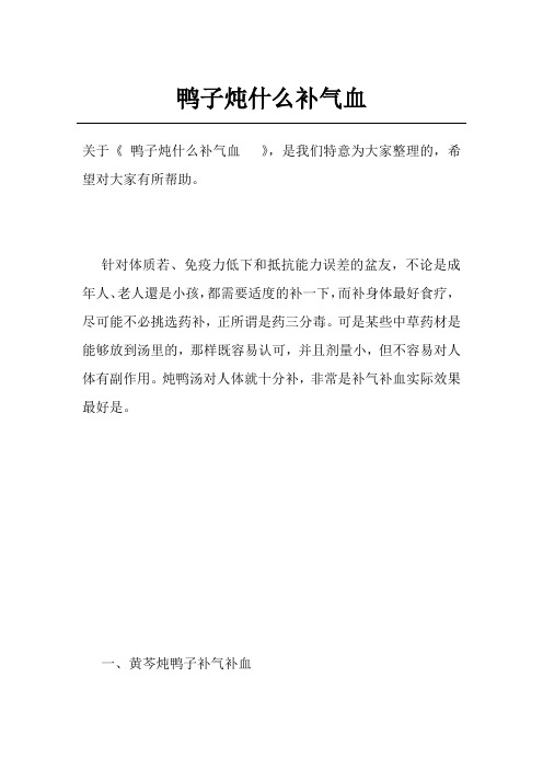 鸭子炖什么补气血