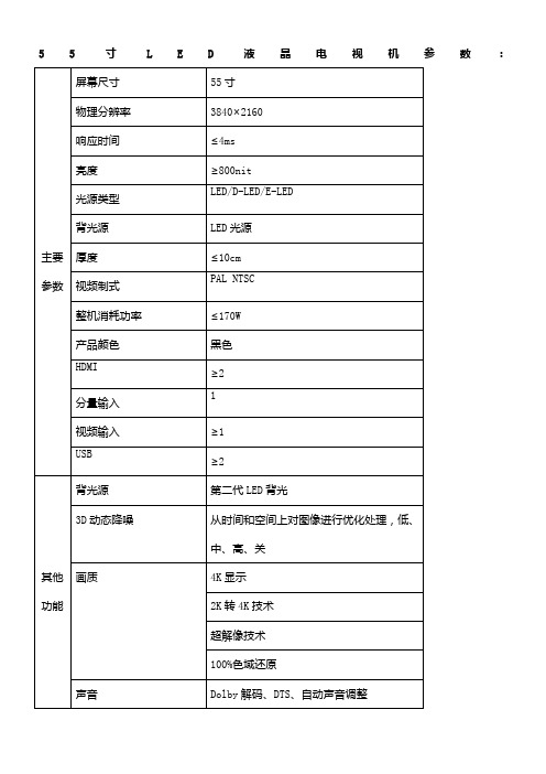 55寸LED液晶电视机参数