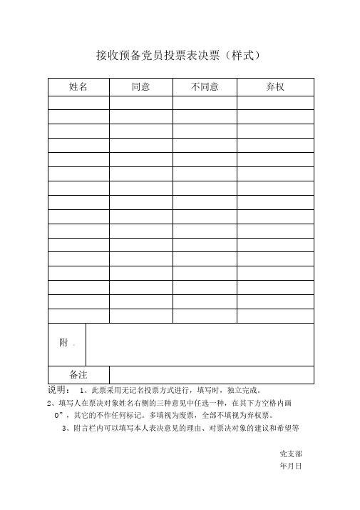 转预备、预备转正各种无记名投票表格汇总(20210124024558)