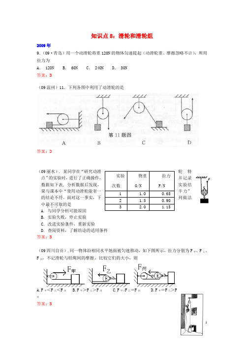 知识点8 滑轮和滑轮组 新人教版