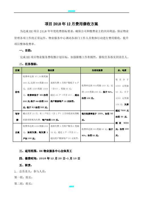 2018年终物业费催收方案