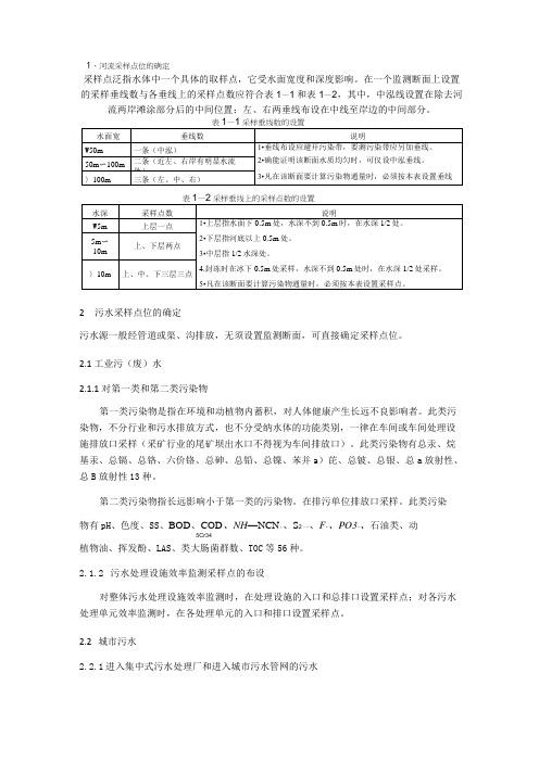 水及大气监测采样布点方法