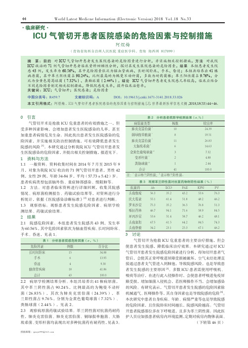 ICU气管切开患者医院感染的危险因素与控制措施