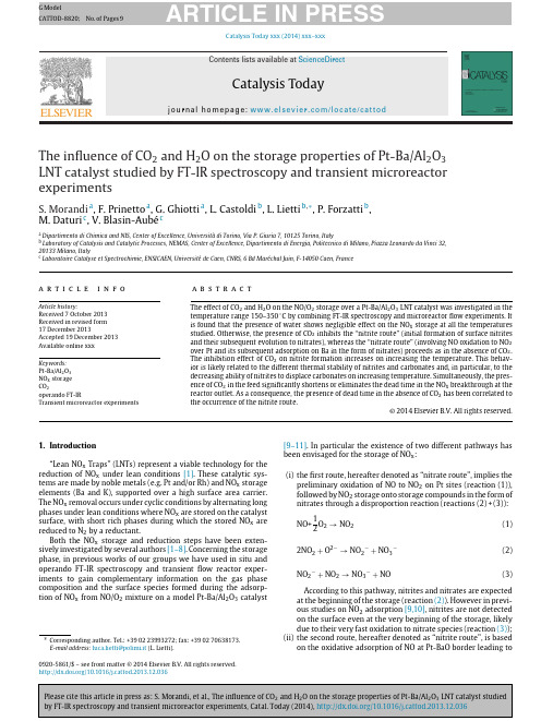 The influence of CO2 and H2O on the storage properties of Pt-Ba Al2O3 LNT catalyst studied