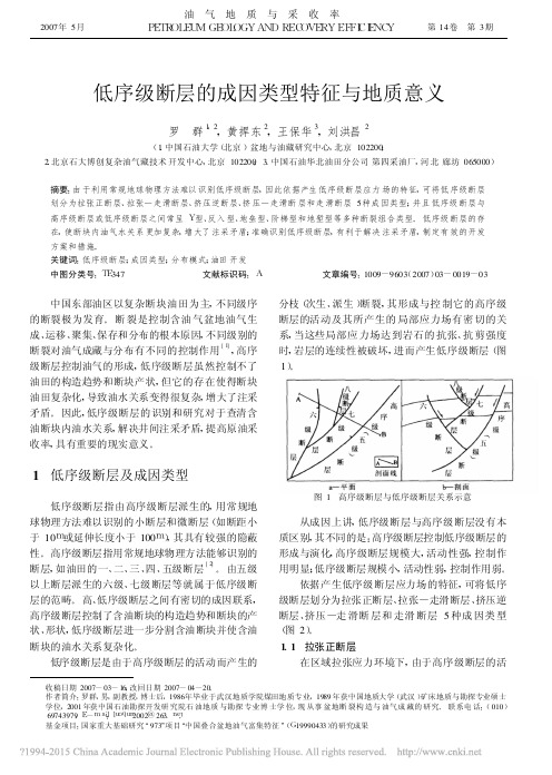 低序级断层的成因类型特征与地质意义_罗群