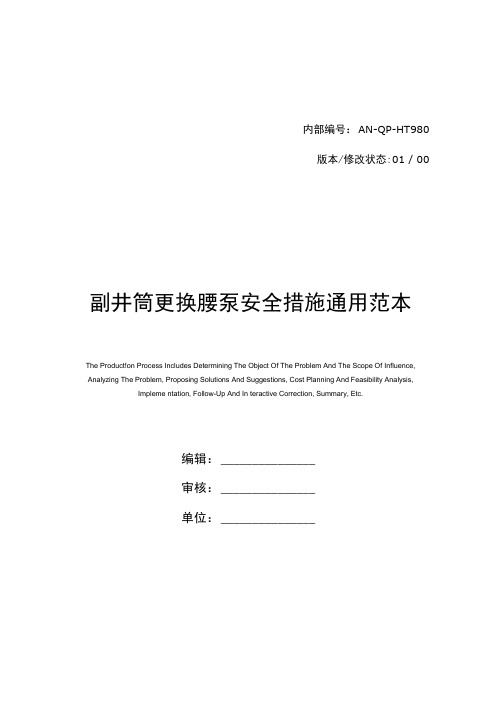 副井筒更换腰泵安全措施通用范本