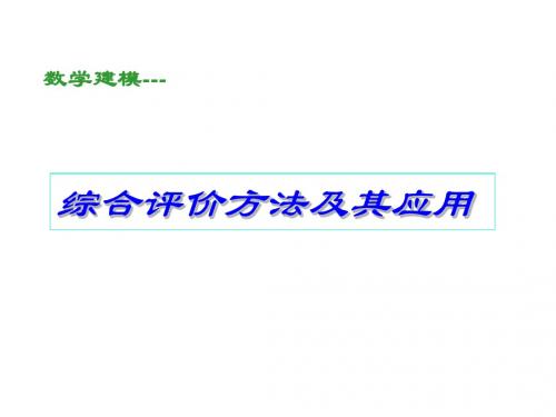 第二讲综合评价方法及其应用-PPT文档资料