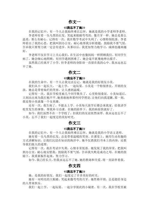 我忘不了她300字优秀作文