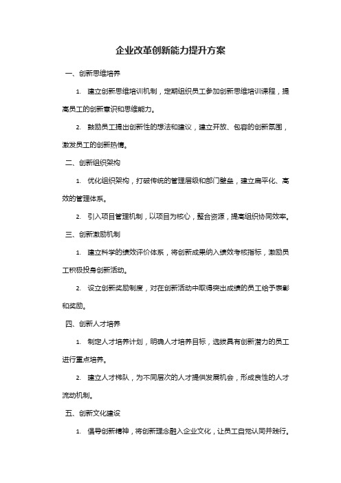 企业改革创新能力提升方案