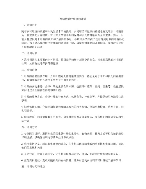 乡级增补叶酸培训计划