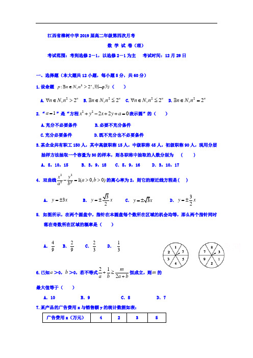 江西省樟树中学高二上学期第四次月考数学(理)试题