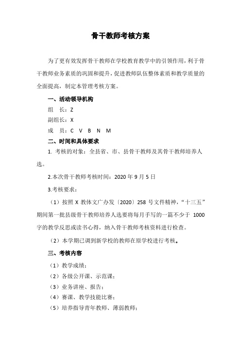 骨干教师考核方案