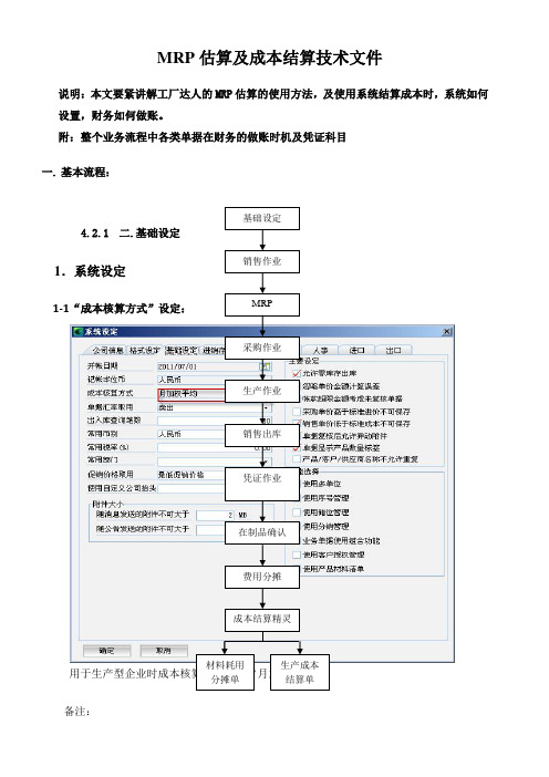 MRP估算及成本结算技术文件