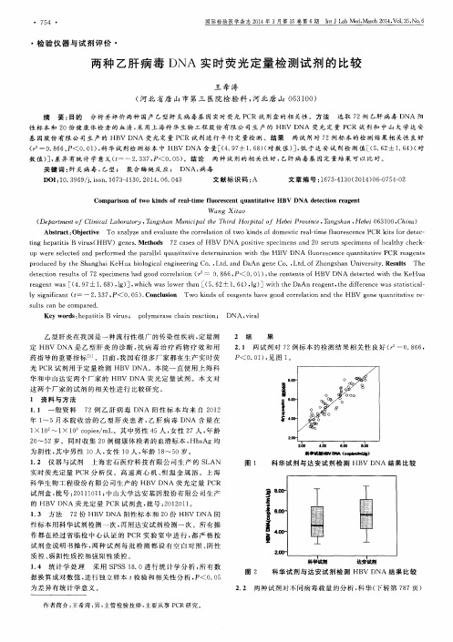 两种乙肝病毒DNA实时荧光定量检测试剂的比较