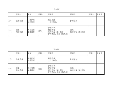 护士长周计划安排表