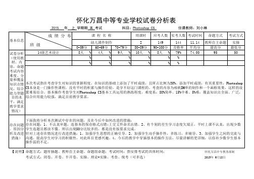 14级艺术设计Photoshop CS试卷分析表刘小琳