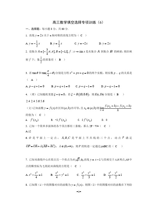 高三数学填空选择专项训练(6)