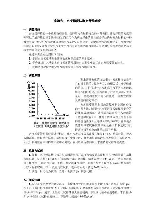 北服纤维材料学专业实验指导06密度梯度法测定纤维密度