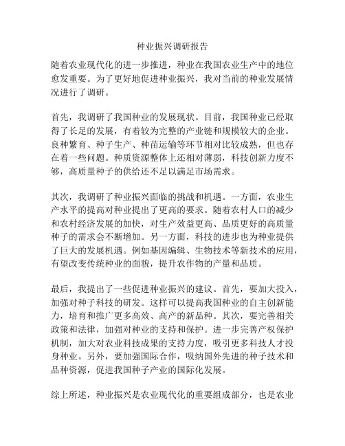 种业振兴调研报告