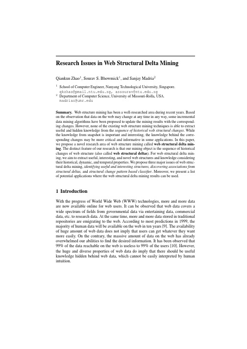 Research issues in web structural delta mining