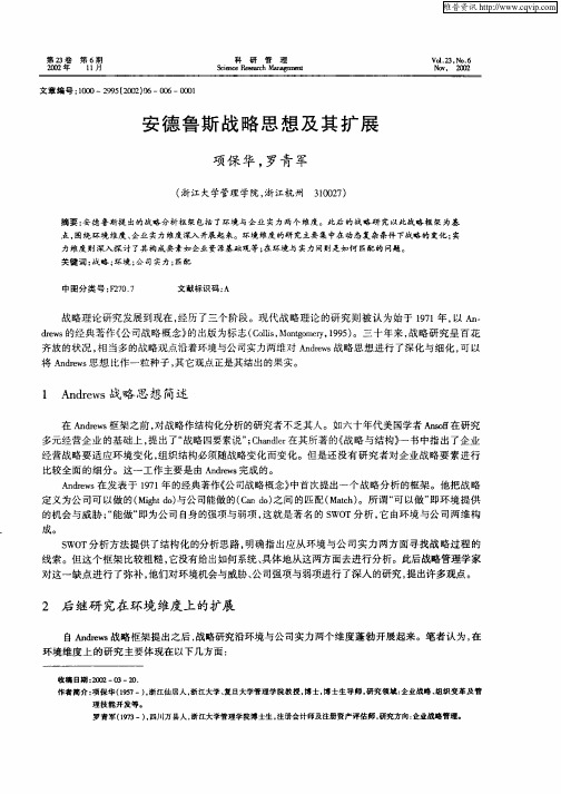 安德鲁斯战略思想及其扩展