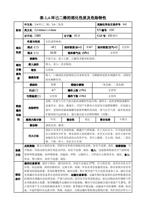 1,4-环己二烯-理化性质及危险特性表