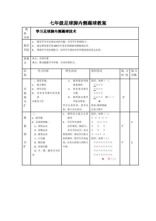 初中体育_足球脚内侧踢球教学设计学情分析教材分析课后反思