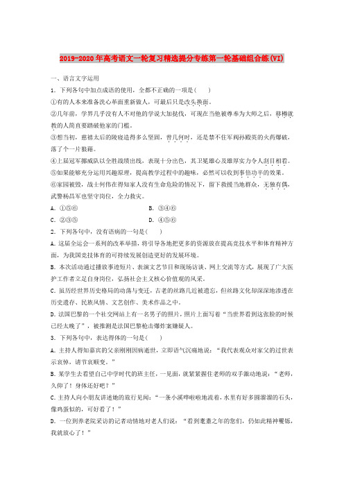 2019-2020年高考语文一轮复习精选提分专练第一轮基础组合练(VI)