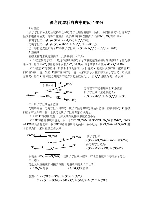 多角度透析溶液中的质子守恒