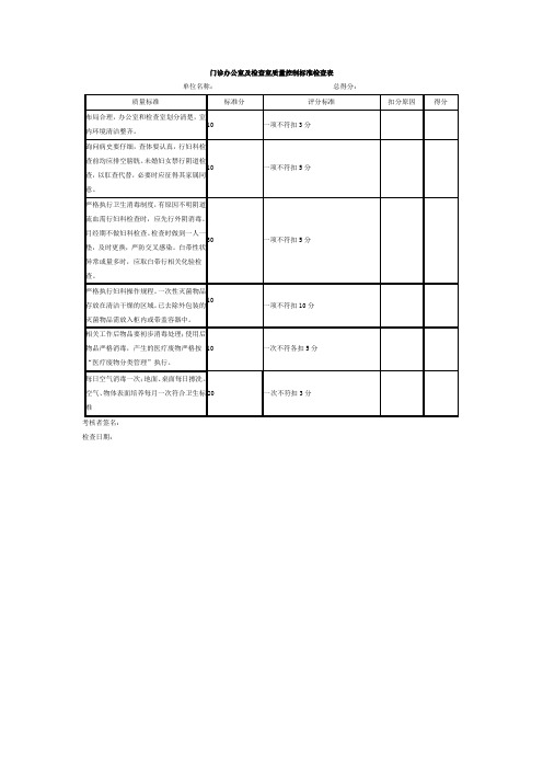 妇科诊室质控表