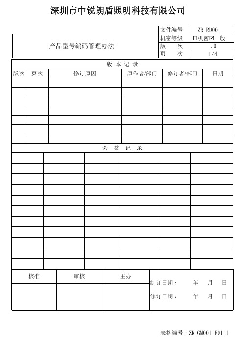 ZR-RD001产品编码管理办法