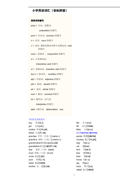 (精品word)小学英语词汇(音标拼读)