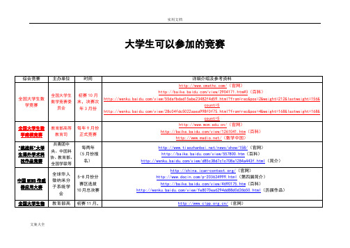 大学生可以参加地竞赛汇总情况