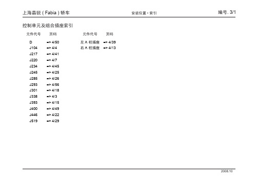 上海晶锐 ( Fabia ) 轿车安装位置_03_控制单元及插头索引.