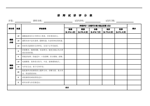 讲师试讲评分表