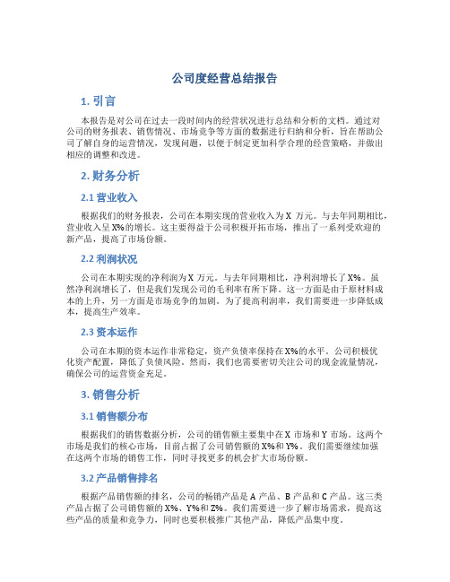 公司度经营总结报告