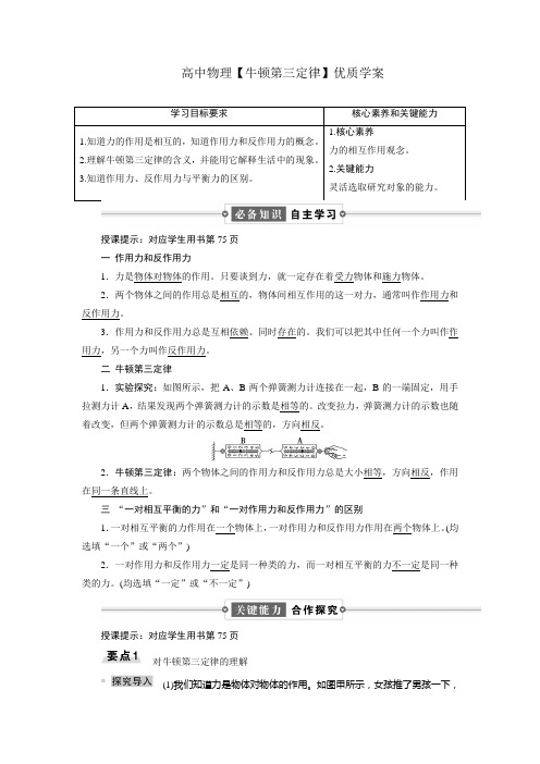 高中物理【牛顿第三定律】优质学案