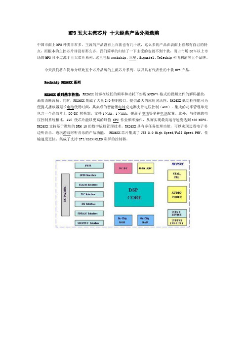 MP3五大主流芯片 十大经典产品分类选购