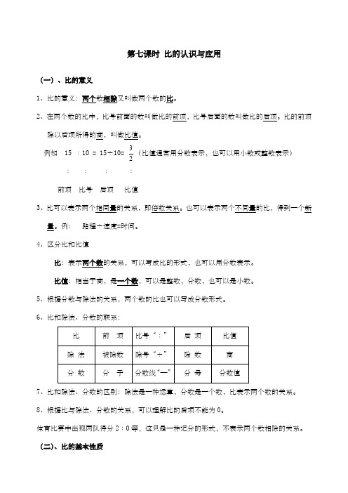 五升六数学暑假衔接讲义比的认识和应用