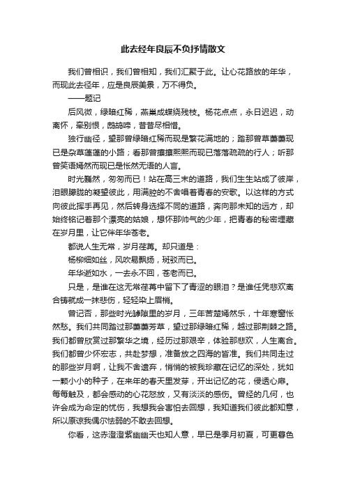 此去经年良辰不负抒情散文